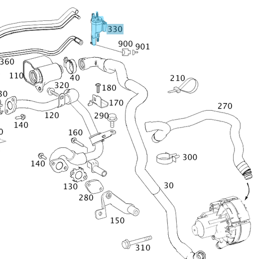 Vakum Pompa Ventili / Hava Emiş Valfi Tüm Modeller Motor: OM611, OM646, OM651, OM654, OM656, M166, M111, M112, M270, M271, M272 OEM A0005003201, A0025407097
