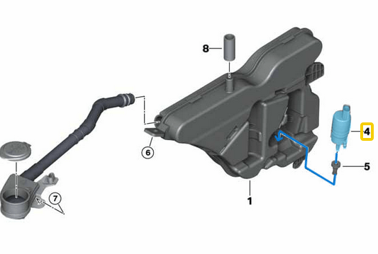 Silecek Su Motoru / Silecek Su Fıskiye Motoru BMW 1 Seri F40, 2 Seri F45, F46, X1 Seri F48, X3 Seri G01, X5 Seri F15, G05, X6 Seri G06, X7 Seri G07, 3 Seri G21, 5 Seri G31 OEM 67127388349, 67127340766, 61667317395, 61662751743, 2108691021