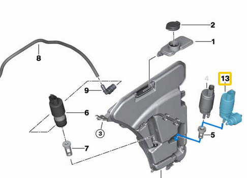 Silecek Su Motoru / Silecek Su Fıskiye Motoru BMW 1 Seri F40, 2 Seri F45, F46, X1 Seri F48, X3 Seri G01, X5 Seri F15, G05, X6 Seri G06, X7 Seri G07, 3 Seri G21, 5 Seri G31 OEM 67127388349, 67127340766, 61667317395, 61662751743, 2108691021