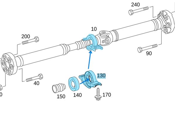Şaft Askısı 30mm Bilyalı C Seri W205, E Seri W213, CLS Seri W257 Motor: M274, M276  OEM A2054108201