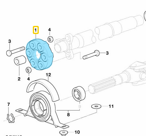 Şaft Köselesi / Şaft Takozu OEM Kalite BMW 3 Seri E36, E46, 5 Seri E34, E39, OEM 26111227410, 26111227869, 26111229516