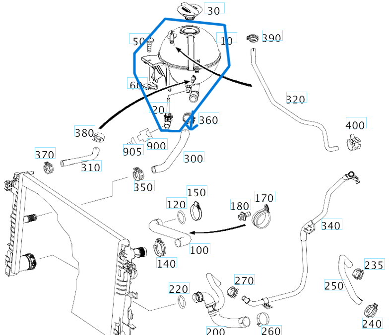 Radyatör Yedek Su Deposu Müşürsüz Sprinter W906 OEM A9065010503