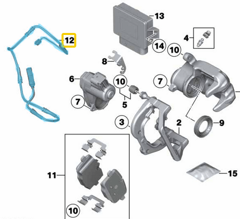 Fren Balata Fişi Arka / Fren Balata Sezicisi Arka BMW 5 Seri F10, 6 Seri F06, F12, F13, OEM 34356791962