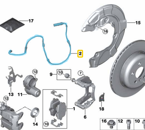 Fren Balata Fişi Arka / Fren Balata Sezicisi Arka BMW X5 Seri G05, G18, M F95, X6 Seri G06, M F96, X7 Seri G07, OEM 34356870352