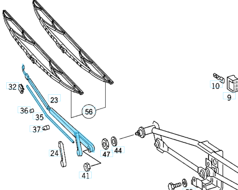 Silecek Kolu Fıskiyeli Sağ Sprinter W901, W902, W903, W904 OEM A9018200144