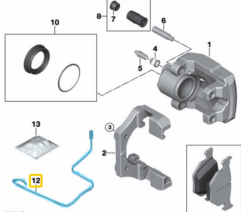 Fren Balata Fişi Arka 4x4 / Fren Balata Sezicisi Arka 4x4 BMW X5 Seri E70, F15, X6 Seri E71, E72, F16, OEM 34356854168, 34356792571, 34356789505, 34356780699
