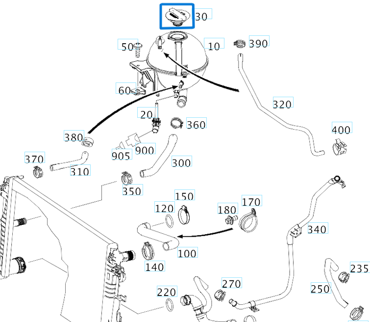 Radyatör Kapağı / Radyatör Yedek Su Depo Kapağı Vito W639, Sprinter W906 OEM A9065010015