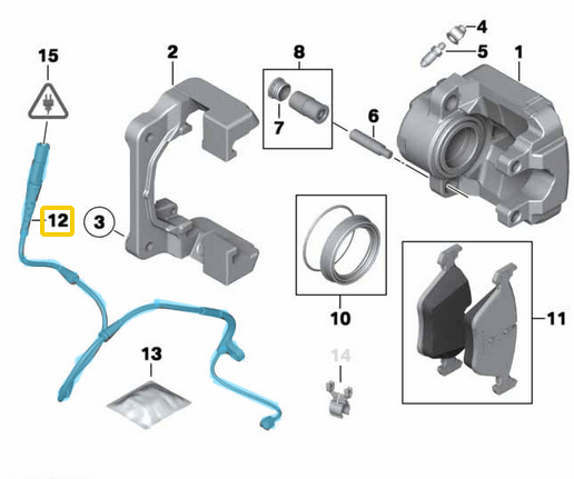 Fren Balata Fişi Arka 4x4 / Fren Balata Sezicisi Ön 4x4 BMW X5 Seri E70, F15, X6 Seri E71, E72, F16, OEM  34356792567