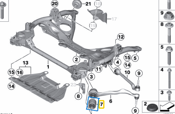 Salıncak Burcu Ön Üst  BMW 1 Seri F20, F21, 2 Seri F22, F23, 3 Seri F30, F31, F34, F32, F33, F36 OEM 31126855743