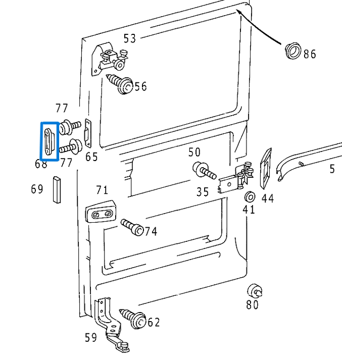 Kapı Kilit Karşılığı Orta Kapı Sprinter W901, W902, W903, W904, Vito W6038 OEM  A9017660161, A9017660061, A6387660161