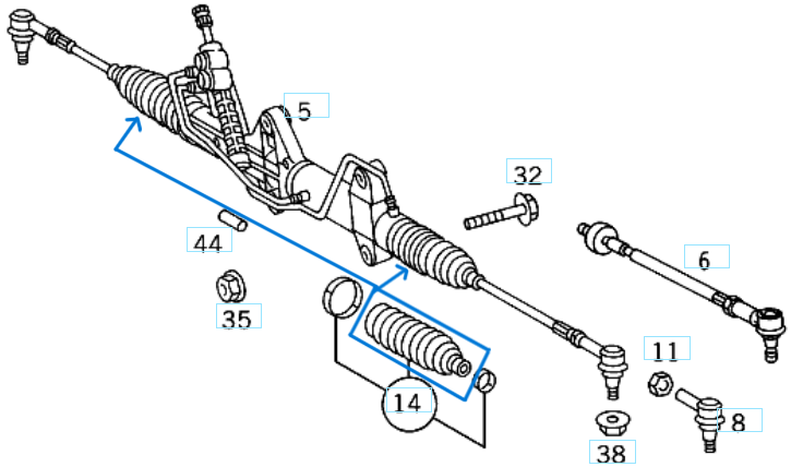 Direksiyon Körüğü / Rot Körüğü Sağ-Sol Sprinter W901, W902, W903, W904 OEM A9014605500
