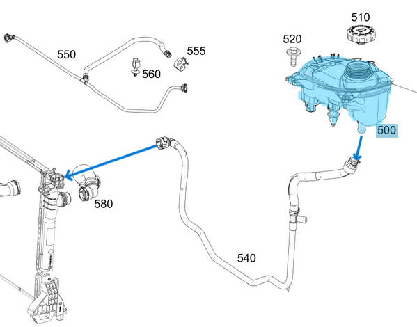 Radyatör Yedek Su Deposu / Dengeleme Kabı Vito W447, W448 Motor: M274, M254 OEM A4475000149