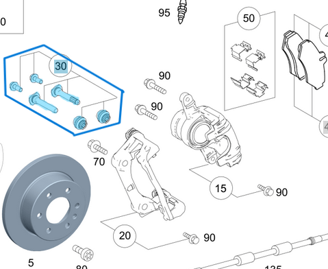 Kaliper Tamir Takımı / Pens Tamir Takımı /Disk Fren Tamir Takımı Arka Sprinter W906, VW Crafter OEM A0004230563