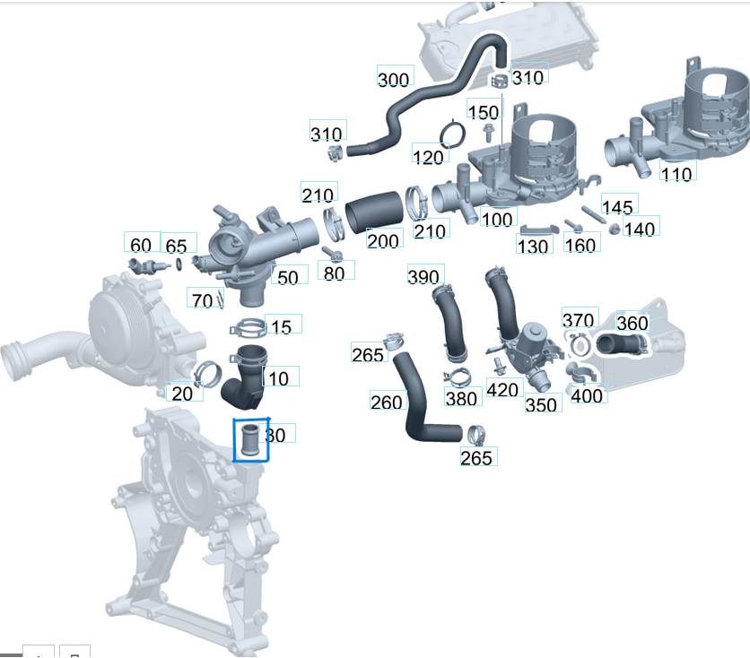 Termostat Ara Boru / Devirdaim Borusu OM651 Motor Tüm Araçlara OEM A0009977070