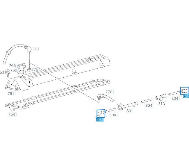 Pipo Hortum Uç Lastik / Motor Havalandırma Lastiği W124, W201, W638, W901, W902, W903, W904 Motor: OM601, OM602, OM603 OEM A6010160381