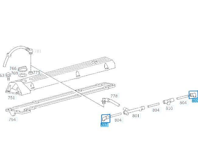 Pipo Hortum Uç Lastik / Motor Havalandırma Lastiği W124, W201, W638, W901, W902, W903, W904 Motor: OM601, OM602, OM603 OEM A6010160381