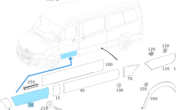 Kaplama Kapı Ön Sağ / Kapı Kaplaması Ön Sağ Sprinter W906 OEM A9066900500, A9066905082