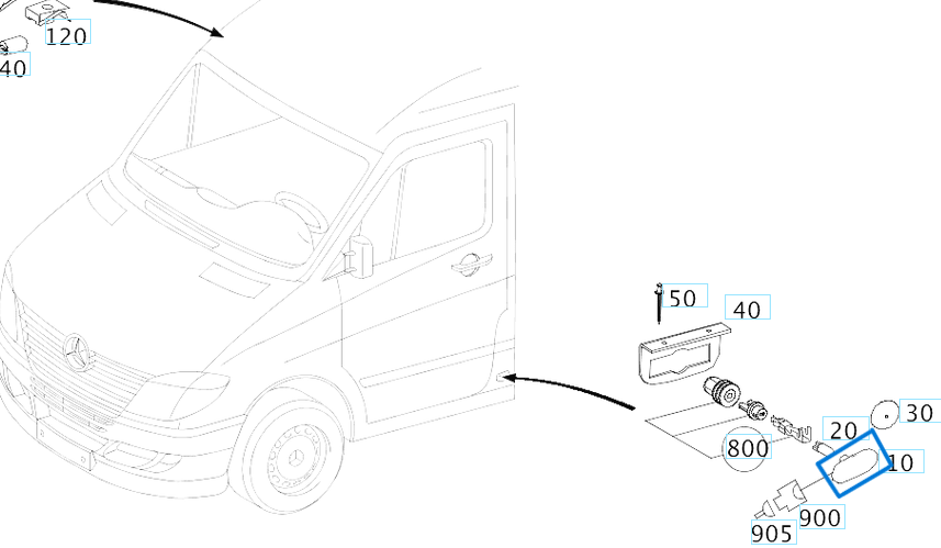 Reflektör Yan Ledli Sprinter W906, W907, W910 OEM A9109067700, A9068201456