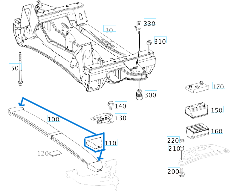 Kompozit / Plastik / Makas Kafa Lastiği Sprinter W901, W902, W903, W905 OEM A9013221819