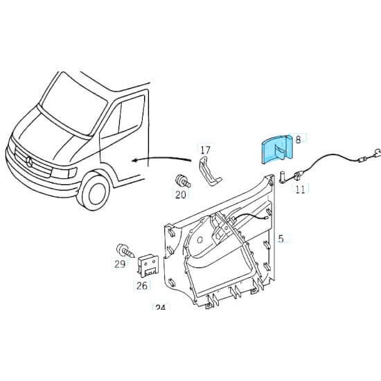 Kapı Açma Kolu Ön Sağ İç Sprinter W901, W902, W903, W904 OEM A9017200166