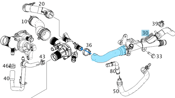 Termostat Hortumu Tek Hortum C Seri W205, Vito W447 Motor: OM622 OEM  A6222000082 -1, 140758727R