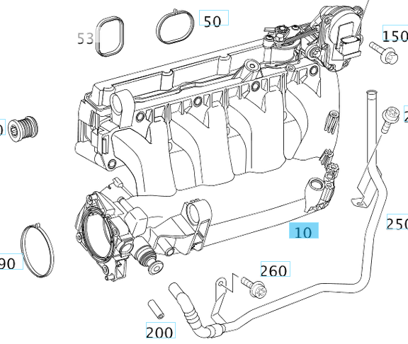 Emme Manifoldu C Seri W203, W204, E Seri W211, W212, Sprinter W906 M271 OEM A2711400601(Kopya)