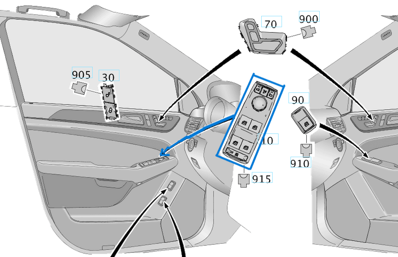 Cam Açma Düğmesi Ön Sol Ayna Katlamalı CLA Seri, G Seri W117, ML Seri W166, B Seri W242 OEM A1669054400, 1669054400