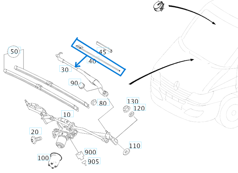 Su Fıskiye Memesi Silecek Kolundaki Sprinter W906, W907 OEM A0008604547, A0008604447