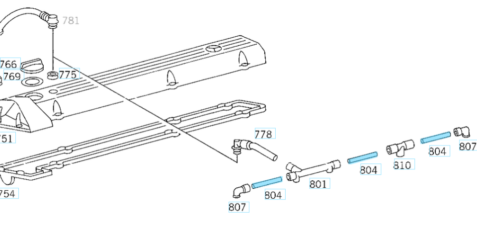 Pipo Hortum Ara Bakalit Boru C Seri W201, E Seri W124, Sprtinter W901, W902, W903, Vito W638 Motor: OM601, OM602, OM603 OEM A6010160030
