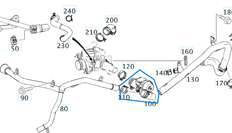 Kalorifer Musluğu A Seri W176, B Seri W246, GLA X156, CLA X117 Motor; M270 OEM A2702000300, A2702001600