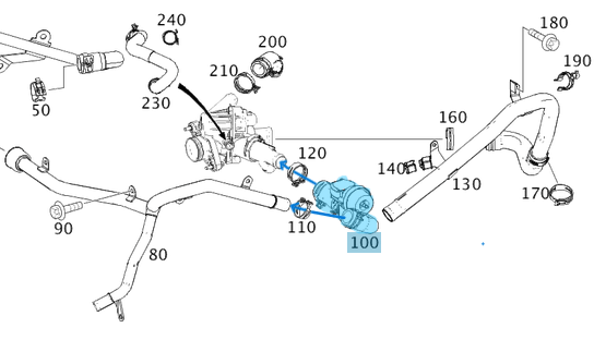 Kalorifer Musluğu A Seri W176, B Seri W246, GLA X156, CLA X117 Motor; M270 OEM A2702000300, A2702001600