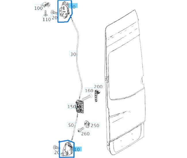 Kapı Kilidi Arka Alt Üst Sprinter W906 OEM 9067401135, 9067400035, 9067401235