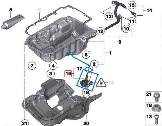 Yağ Seviye Müşürü / Yağ Seviye Sensörü 1 Seri F20, F21, 2 Seri F22, 3 Seri F30, F31, F34, 4 Seri F32, F33, F36 Motor: B47, N13, N47N, N57N OEM 12618608781, 12618507676, 12617636296