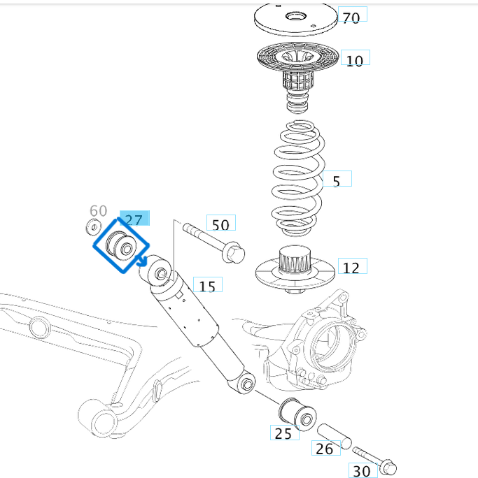 Amortisör Burcu Arka Üst Vito W639 OEM A0003201544