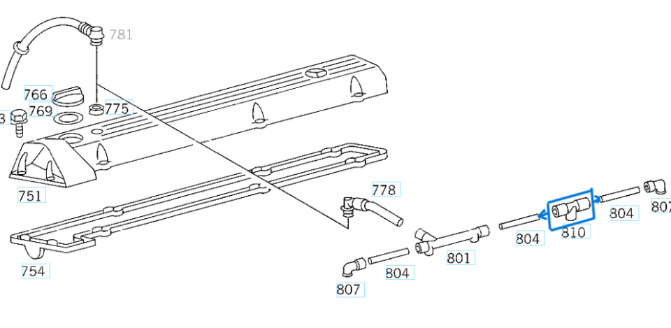 Pipo Hortumu / Motor Havalandırma Hortumu W201, W124, OM602, OM603 OEM A6030160081
