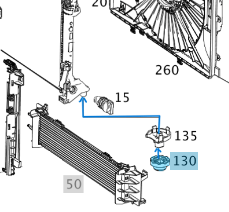 Radyatör Takozu Alt / Radyatör Alt Bağlantı Lastiği Tüm Mercedes Modelleri İçin OEM A0995047200, A0995040212, A2035040012