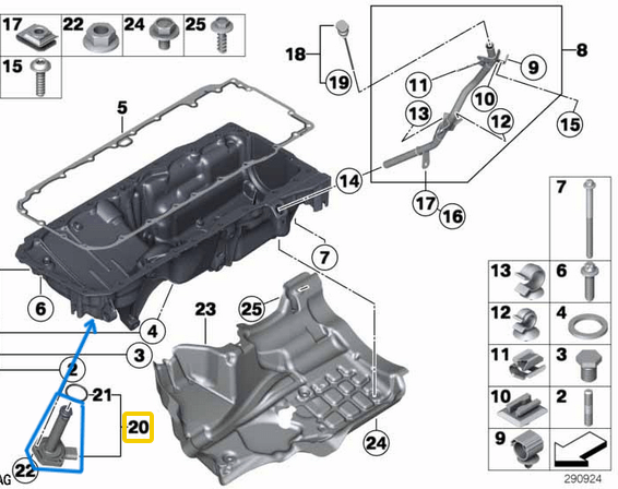 Yağ Seviye Müşürü / Yağ Seviye Sensörü 3 Seri E90, E91, E92, E93, 5 Seri E60, E61, F07, F10, F11, 7 Seri F01, F02, X3 E83, X4 F26, X5 E70, F15, X6 E71, F16 Motor: N47N, N52N, N57, N57N OEM 12617607909, 12617567722, 12617548062, 12617543091