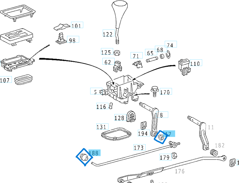 Vites Kol Lastiği / Vites Kol Burcu W115, W123, W116, W126, W140, W124, W201, W202, W203, W210, W460, W463 OEM A1159920310