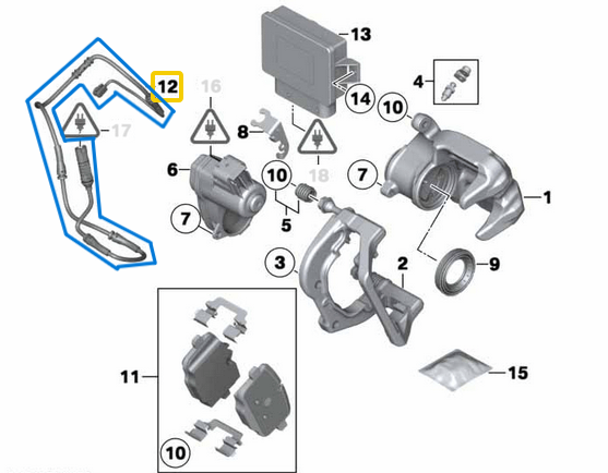 Fren Balata Fişi / Fren Balata Sezicisi Arka X3 F25, X4 F26 BMW OEM 34356790304