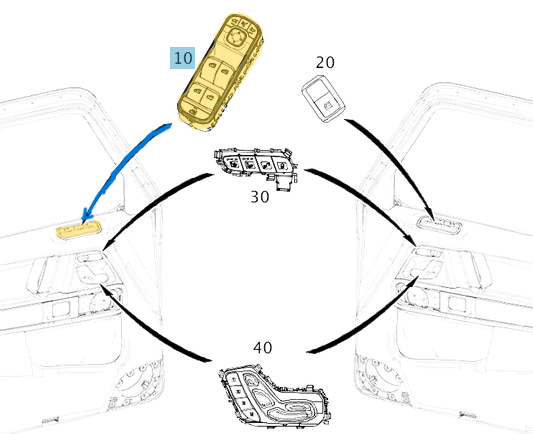 Cam Açma Düğmesi Ön Sol 4 Cam Düğme Ayna Katlamalı CLA W118, A Seri W168, A Seri W177, B Seri W247, G Klas W463, OEM A1679050101 9051