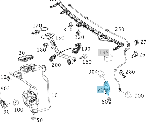 Silecek Su Motoru / Silecek Su Fıskiye Motoru, C Seri W205, W206, CLS W257, E Seri W213, W214, GLC W253, W254, OEM A2058660100, A0998660121, 2058660100, 0998660121