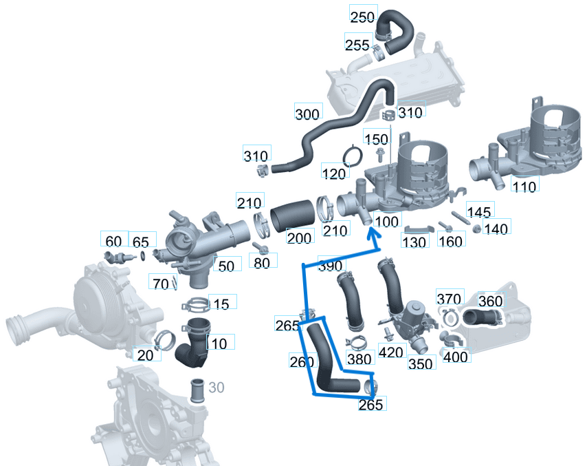 Yağ Soğutma Radyatörü Hortumu / Filtre Soğutucu Gövde Hortumu C Seri W204, W205, E Seri W212, Sprinter W906, Vito W639, W447 OM651 OEM A6512031382
