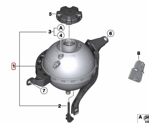 Radyatör Yedek Su Deposu / Genleşme Tankı BMW 5 Seri F07, F10, F11 Motor: N20 OEM 17138614293, 17137649733, 17137619189
