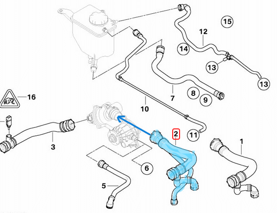 Radyatör Hortumu Üst  BMW 5 Seri E60, E61, 6 Seri E63, E64, Motor: N62, N62N OEM 17127534918
