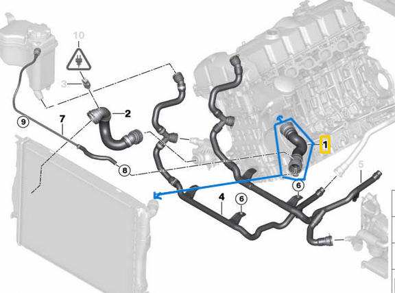 Radyatör Hortumu Üst  BMW 1 Seri E81, E82, E87, E88, 3 Seri E90, E91, E92, E93, Motor: N51, N53, N52N OEM 17127531579