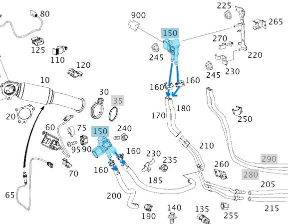 Egzoz Basınç Sensörü CLA W117, GLA W156, ML W164, A Seri W176, C Seri W205, B Seri W246, R Seri W251, GLC X253 Motor: OM651 OEM A0071536028