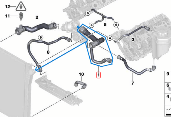 Radyatör Hortumu Üst  BMW X5 Seri E70 Motor: N62N OEM 17127536230