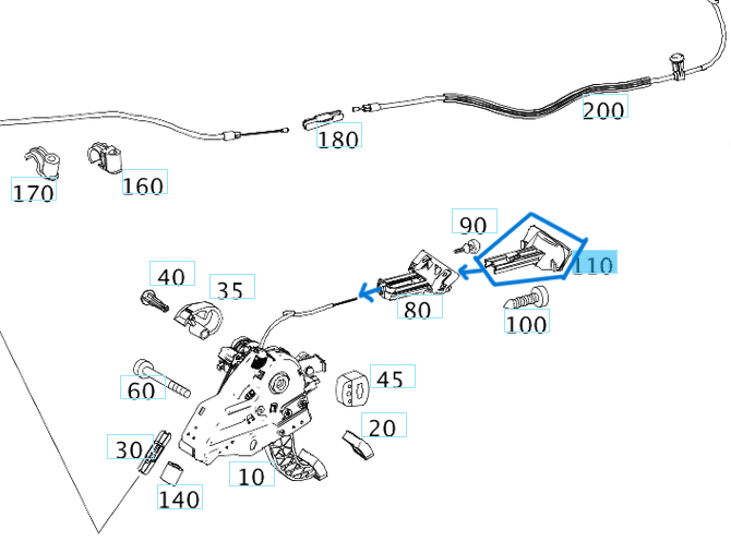 El Fren Çekme Kolu C Seri W204, W207, E Seri W212, CLS W218 OEM A2044270020