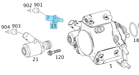 Mazot Pompa Isı Müşürü / Yakıt Isı Müşürü / Yakıt Sıcaklık Sensörü Motor: OM646, OM651 OEM A0009050800, A0051538328