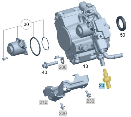 Mazot Pompa Isı Müşürü / Yakıt Isı Müşürü / Yakıt Sıcaklık Sensörü Motor: OM646, OM651 OEM A0009050800, A0051538328